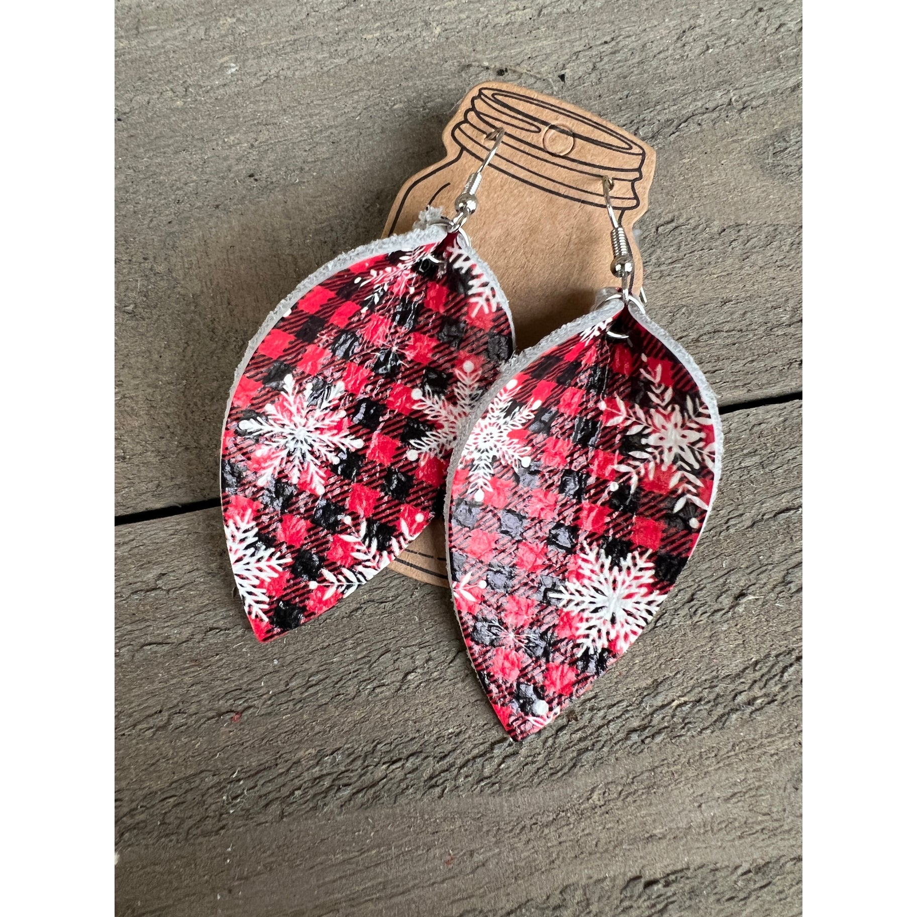 Buffalo plaid on sale leather earrings